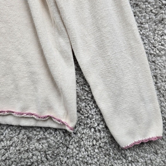 Anthony Richards Cardigan Sweater Womens Medium White Pink Embroidered Cottage - Picture 2 of 11